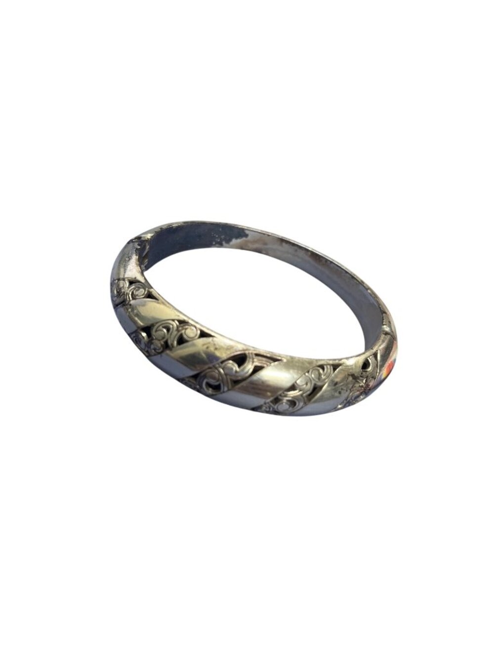 Brighton Vintage Silvertone abstract costume wrist bracelet bangle SKU 10-180